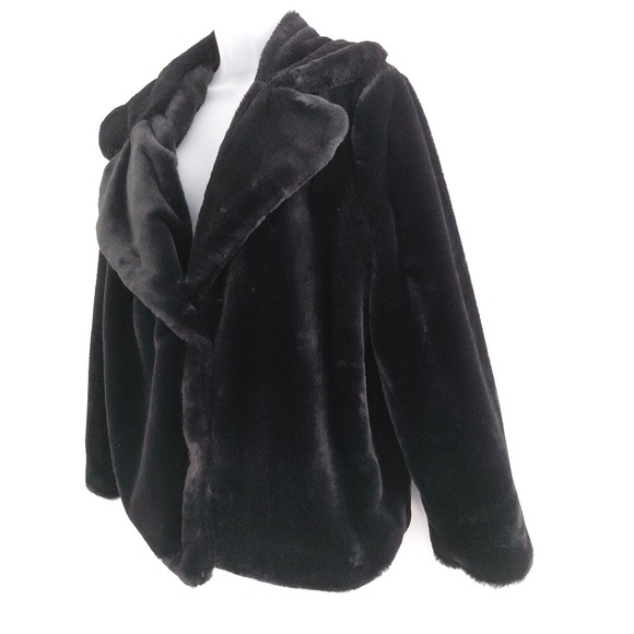 Kensie Women's Reversible Plush Jacket Faux Fur Teddy Coat Size Large Cozy Boxy - Picture 3 of 8